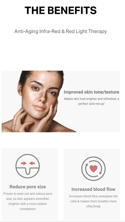 Facelite red light therapy and near infrared face mask and neck and chest mask